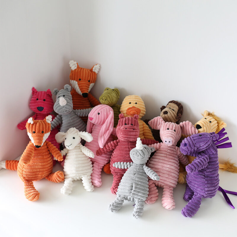 23CM lucu Corduroy hewan Plushie Kawaii bayi menenangkan mewah boneka rubah binatang boneka dekorasi rumah untuk Aksesori mainan anak-anak