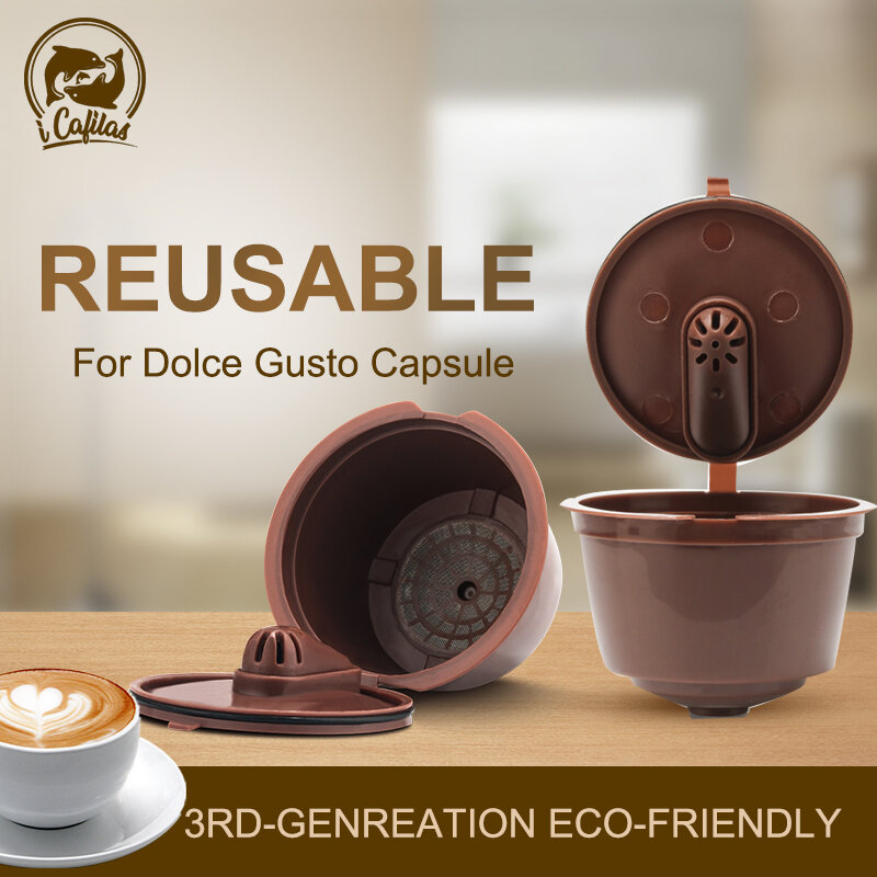 ICafilas3rd Reusable สำหรับ Dolce Gusto แคปซูลกาแฟสำหรับกาแฟ DolceGusto Nescafe เครื่อง Reusable Coffee Filter