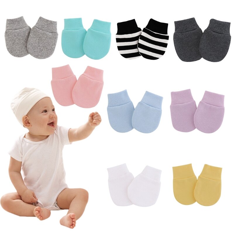 1 paio di guanti in cotone morbido antigraffio per bambini protezione per neonati guanti per graffi per il viso forniture per paramani per neonati G99C