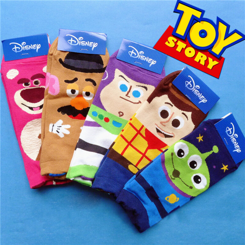 Носки для девочек с героями мультфильмов Sanrio, хлопок с принтом «История игрушек» для девочек, Вуди/Джуди