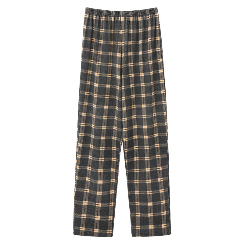 Japanese style L-5XL men lattice pajamas summer cotton long pants simple elastic waist casual big yards male home sleep bottoms