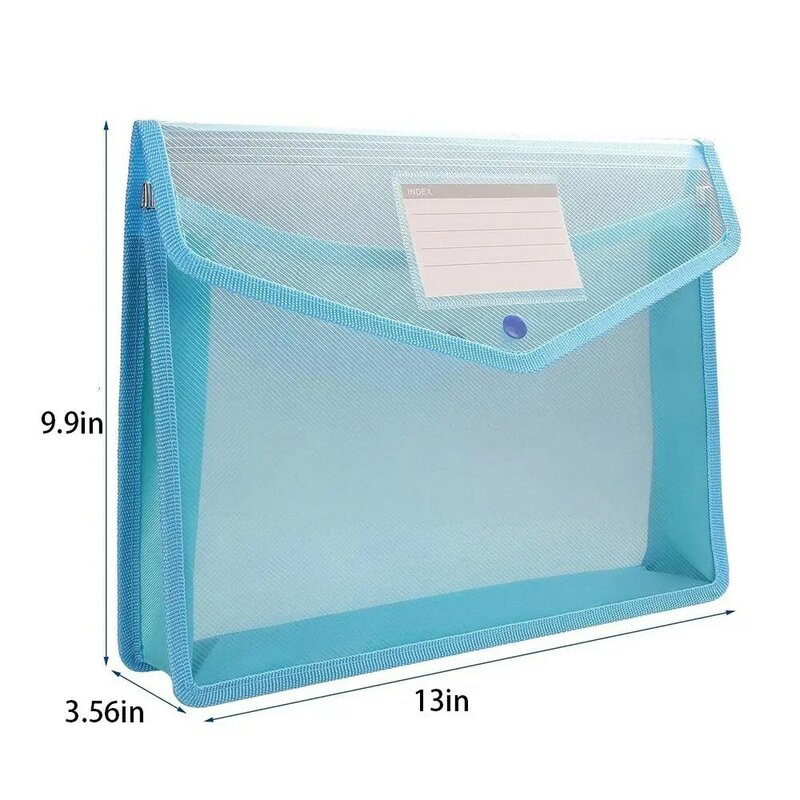 1 Pc A4 File Bags Transparent Polypropylene File Folder With Label Pocket Snap Button for School Home Work Office Organization