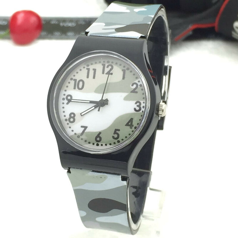 Granatowa, zielona kamuflaż wojskowy zegarek dla dzieci silikonowy zegarek mozaika kreskówkowa zegarki dla dzieci chłopcy prezent Relogio zegarek dla dzieci 3G