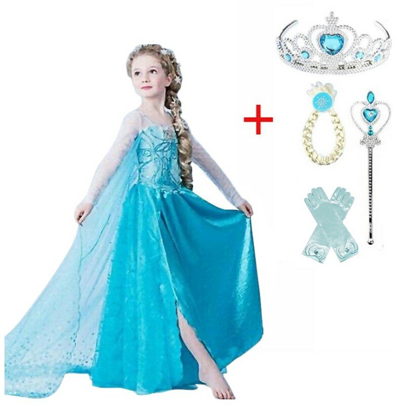 Cosplay Queen Elsa Abiti Elsa Elza Costumi Principessa Anna Dress per le Ragazze Del Partito Abiti Fantasia Per Bambini Vestiti Per Ragazze Elsa Set