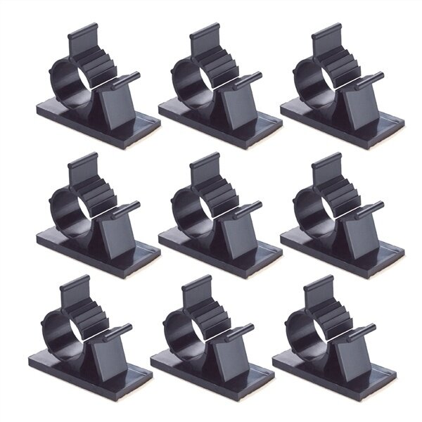 Abrazaderas de plástico ajustables para cables de coche, Clips autoadhesivos, organizador de cables, color negro, 20 piezas