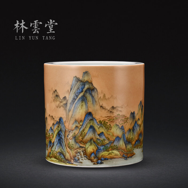 Lin Yuntang-esmalte de colores li jiangshan, bote con cepillo, cuatro estudios de jingdezhen, artículos de mobiliario de cerámica a mano