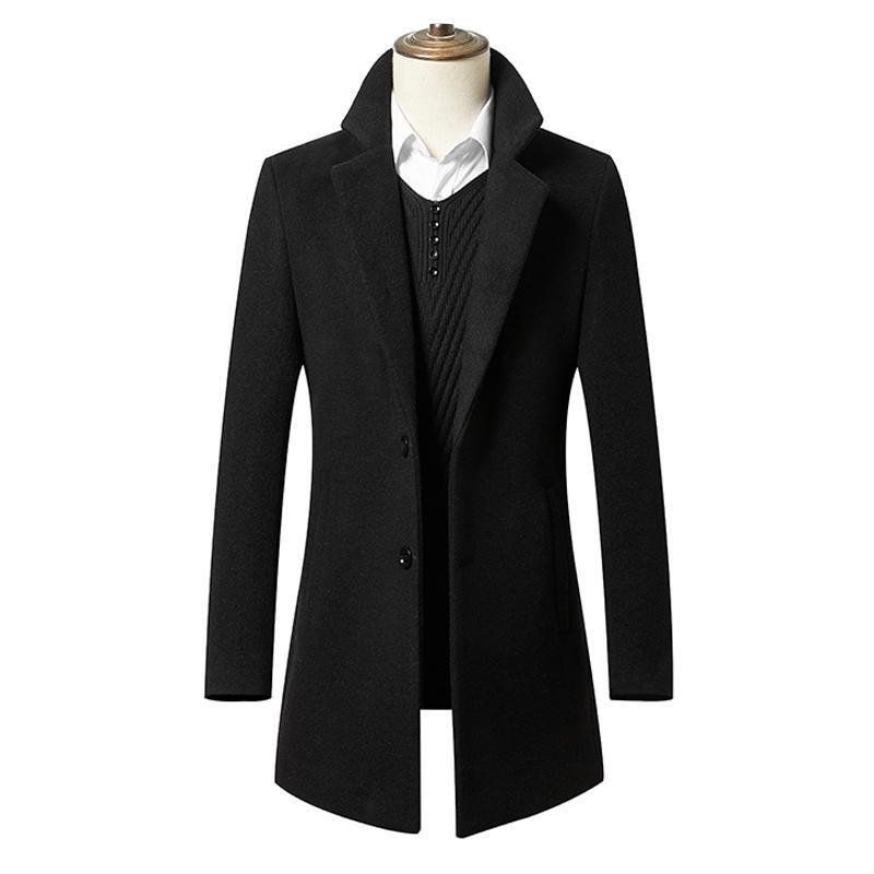 2020 New Autumn Winter Men's Long Section Wool Coat Business Casual Classic Style Slim Fit Woolen Jaket Male Brand Clothes