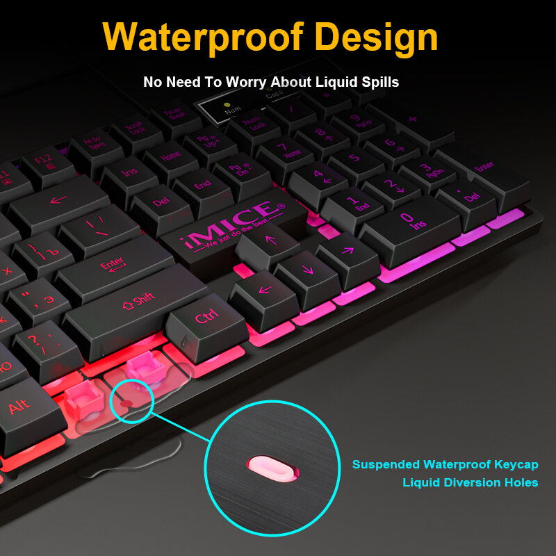 Игровая клавиатура с имитацией механической клавиатуры с подсветкой русская геймерская Клавиатура проводная USB RGB игровая клавиатура для к...