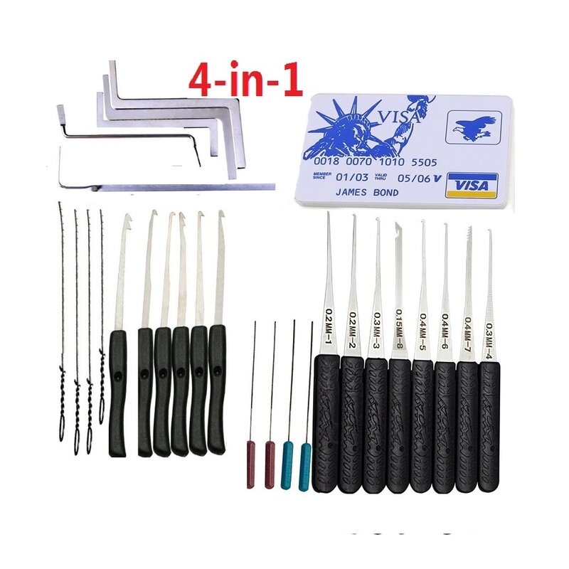 5 in 1 Locksmith Supplies Hand Tools Lock Pick Set Row Tension Wrench Tool Broken Key Auto Extractor Remove Hook Hardware