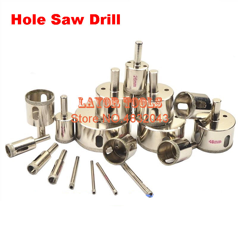 Free shipping 10pcs Diamond Coated Drill Bit Set Tile Marble Glass Ceramic Hole Saw Drilling Bits For Power Tools 6mm-30mm