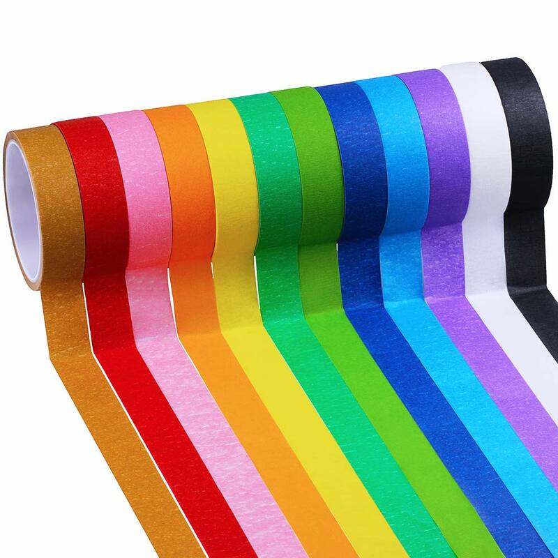 Fitas adesivas de papel com 20m de comprimento, 5 rolos extras de fita de papel com arco-íris para decoração de sala de aula, material de ensino em massa