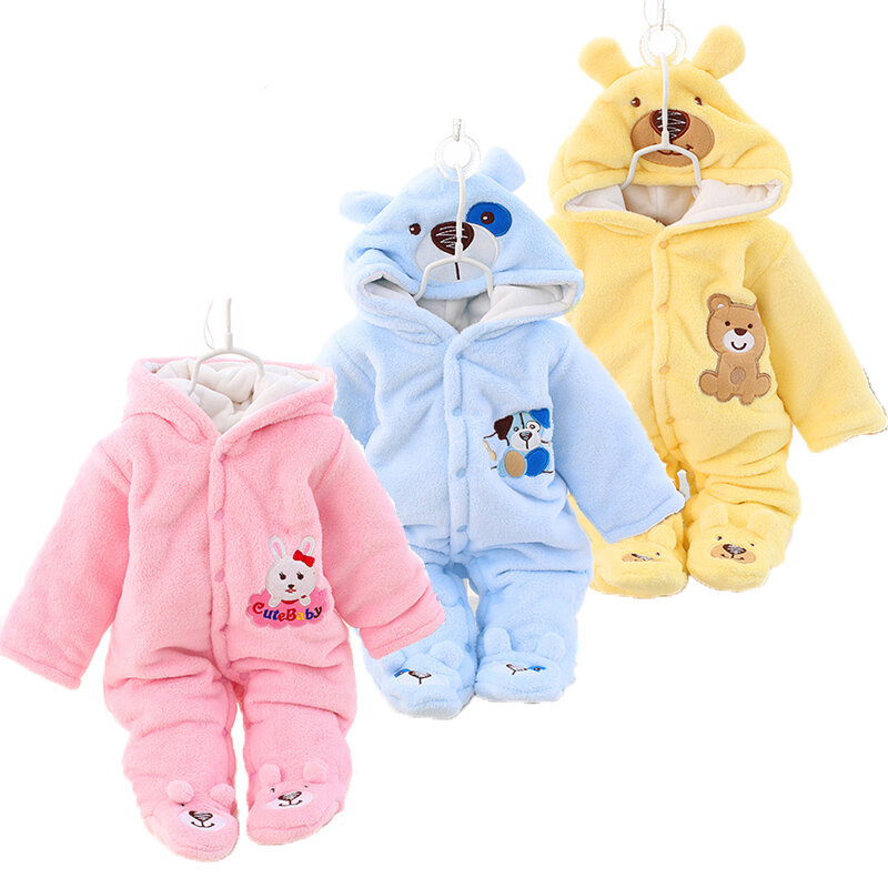 Newborn Baby Clothes Winter Unisex Christmas Rompers Thick Warm Infant Jumpsuit Parkas For Baby Girls Boy Romper Snowsuit 0-12M