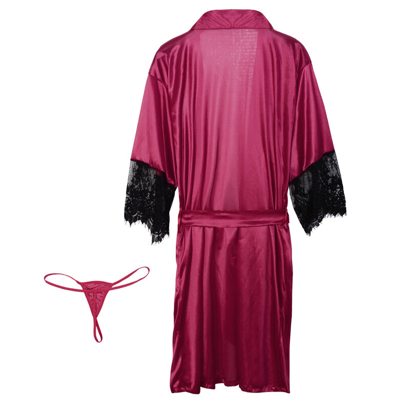 ملابس النوم كبيرة رداء المرأة عادية شفافة كيمونو الحميمة ملابس خاصة معطف أزياء من الدانتل المرقعة رداء 3XL