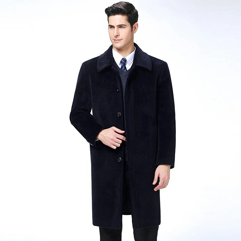 Gabardina larga para hombre, chaquetas de lana, abrigo cálido a la moda, talla M-XXXL, otoño e invierno, novedad de 2021