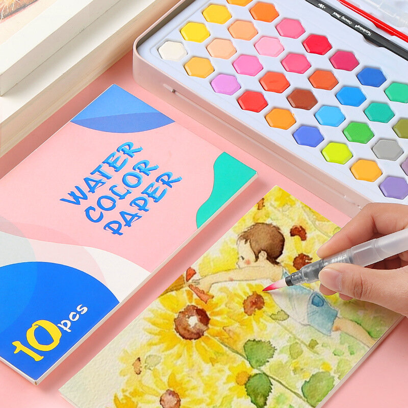 Juego de pigmentos de acuarela 36 colores pinturas de color agua para dibujar juego de pintura portátil para estudiantes caja de hierro suministros de arte para los niños