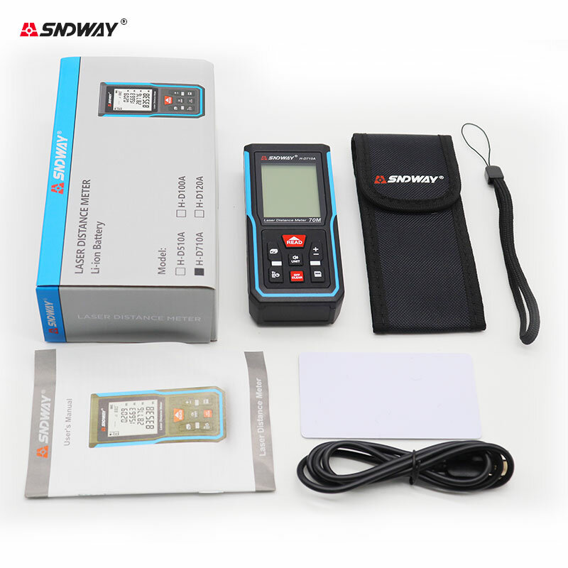 SNDWAY-Medidor de distancia láser recargable, buscador de rango, regla de nivel electrónico, cinta métrica, 50M, 70M, 100M, 120M