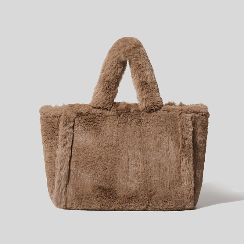 Зимняя сумка из искусственного меха фирменный дизайн простая стильная большая сумка-тоут мягкая женская сумка на плечо кошельки для телефона Роскошная рабочая сумка