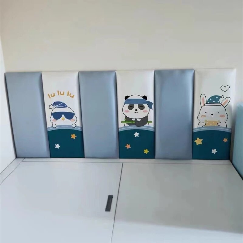 Cartoon Animal Headboards Soft Pack Kids Anti Collision 3D Wallsticker Tatami Self Adhesive Cabecero Teen Room Decor Tete De Lit