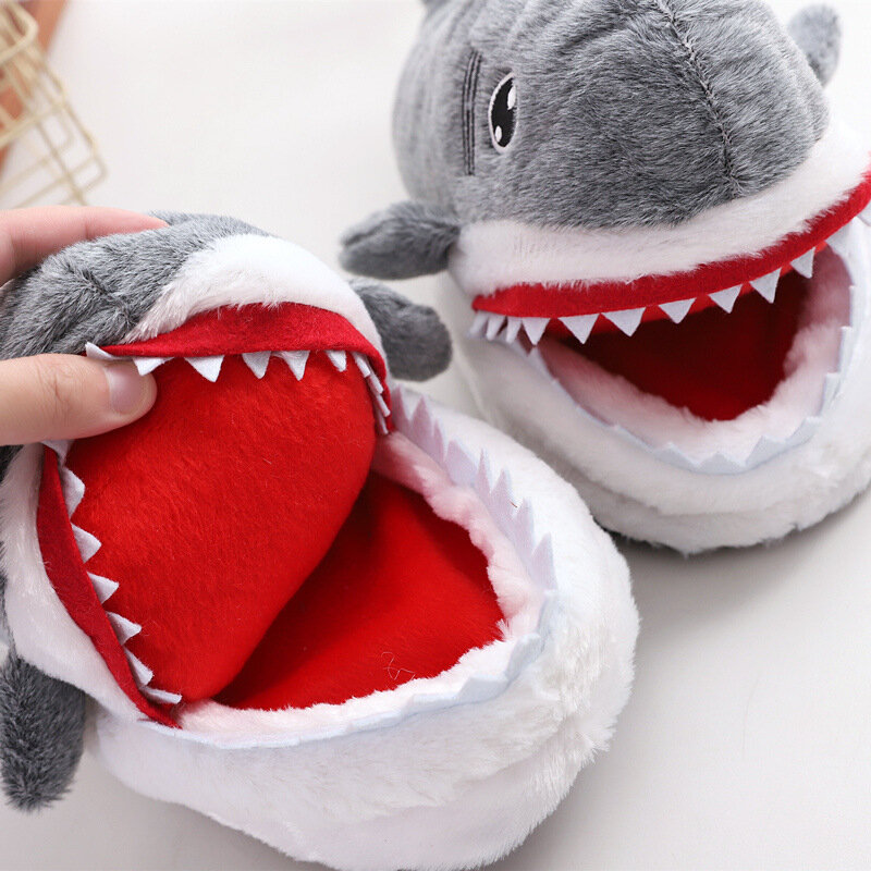 Cartoon Shark Funny Shoes Girls Lovely Indoor Slippers Ladies Home Shoes 2022 Fashion Plush Warm Slippers Women Winter Shoes