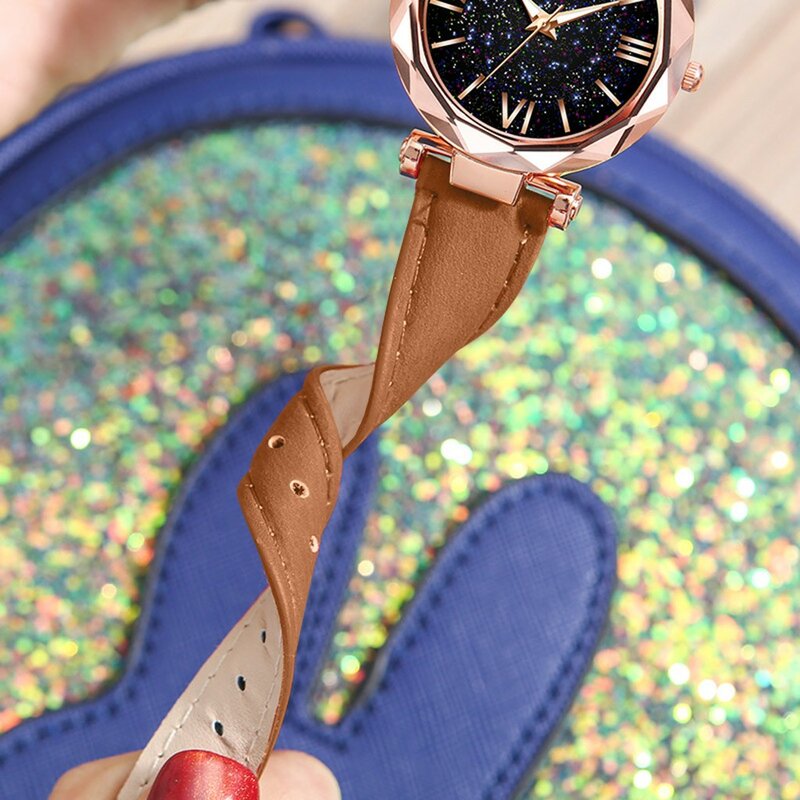 Reloj de lujo para Mujer, pulsera de cuero a la moda, Accesorios