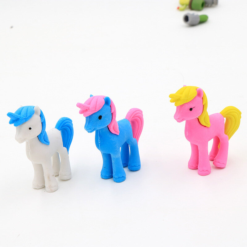 1pc kreatywny gumka Cartoon jednorożec kucyk Cute zwierząt gumka dostosowane szkolne materiały papiernicze hurtownia