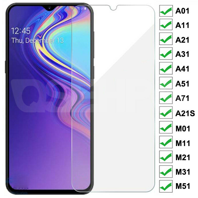 Закаленное стекло 9H для Samsung Galaxy A01, A11, A21, A31, A41, A51, A71, A21S, Защитное стекло для экрана M01, M11, M21, M31, M51, A10, A50