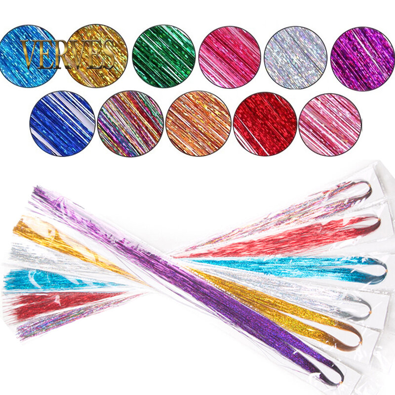 Cabello sintético brillante para mujer, tocado trenzado Hippie, oropel, extensiones de cabello de seda Rubio arcoíris, deslumbrantes