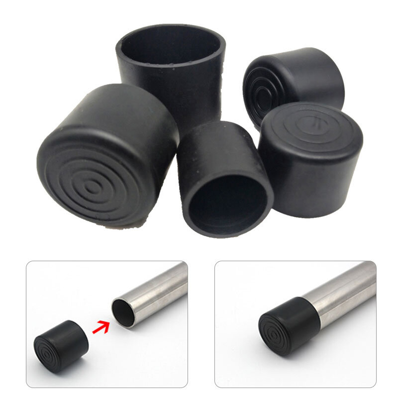 10PCS Black Rubber Chair Table Feet Stick Pipe Tubing End Cover Caps Insert Plug Cover Furniture Floor Protector 6mm-28mm