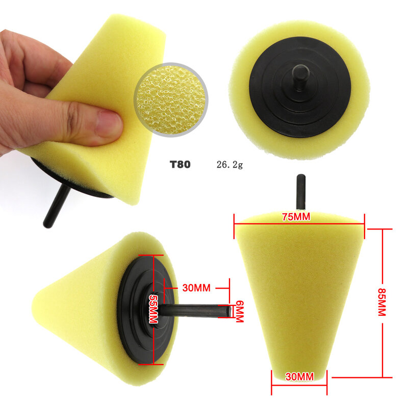 Almohadilla de esponja para pulir el cubo de la rueda del coche, herramienta automática para pulir bolas, 1 unidad