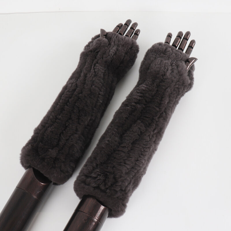 Женские перчатки из натурального меха кролика Рекс, теплые зимние перчатки из натурального меха, уличные вязаные меховые варежки, 100%