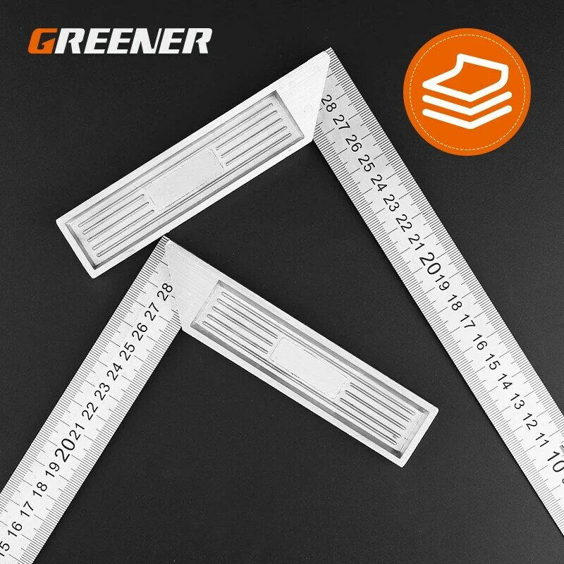 GREENER – règle d'angle à 90 degrés en acier inoxydable, en forme de L, Double face, outil de mesure, métal droit, outils pour le travail du bois