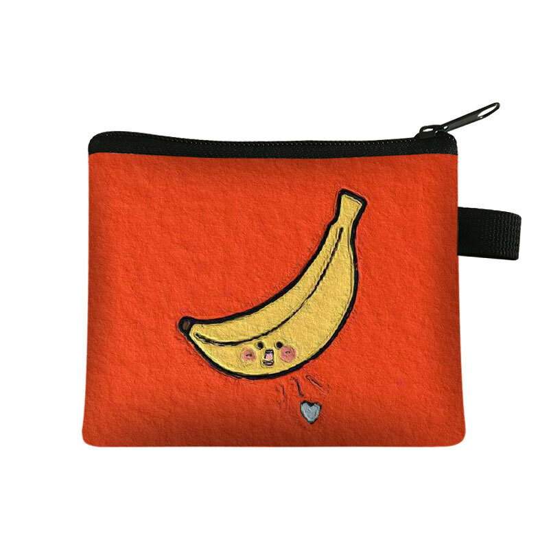 Zero-cartera con estampado de fruta de dibujos animados para niños, bolso de almacenamiento portátil para tarjetas de estudiantes, monedero de dibujo personalizado, Mini bolsa