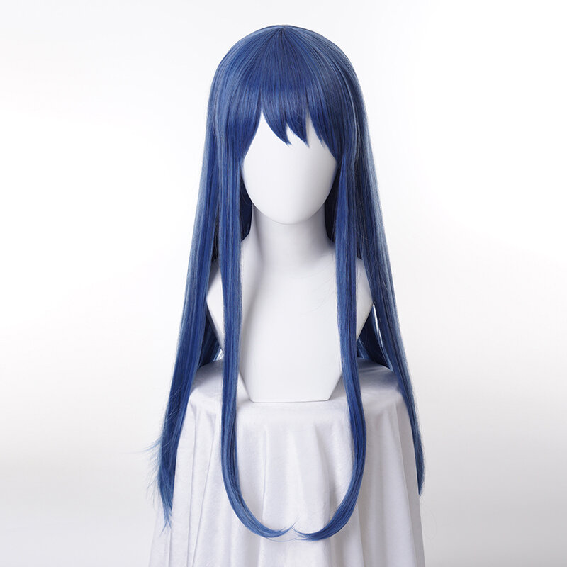 Danganronpa Maizono Sayaka Cosplay Wigs for Women Long Straight Blue Mixed Heat Resistant Synthetic Hair Wig +Wig Cap