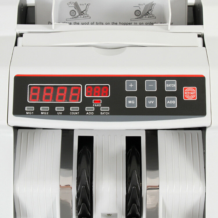 Máquina de contagem de dinheiro com detecção de falsificação uv mg, contador de dinheiro de 1000 pc/min, 80w com display de led