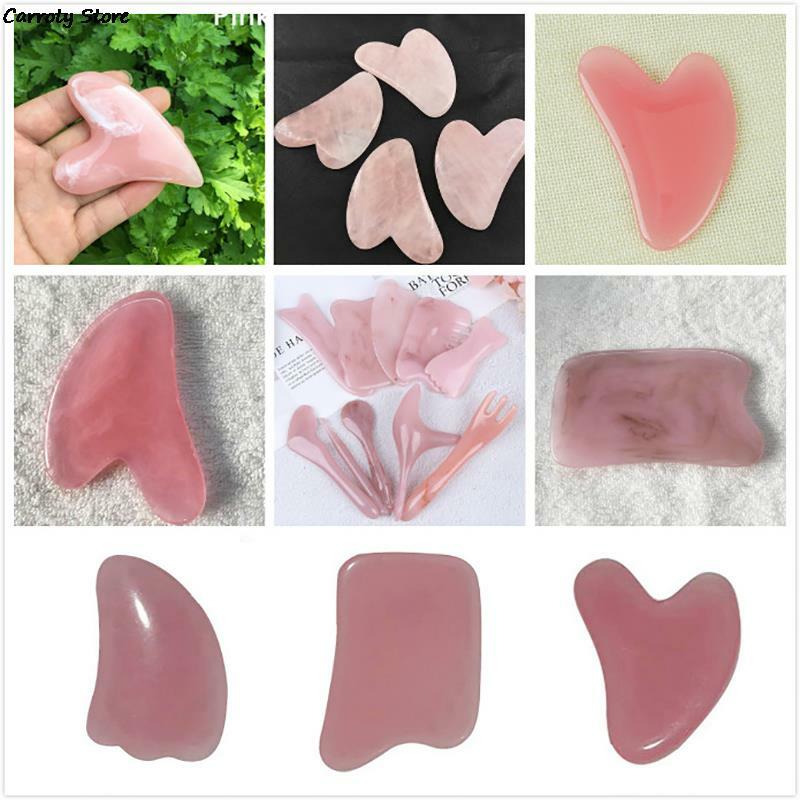 Natural Rose Quartz Jade Gua Sha Board Acupuncture Massage Face Lifting Stone Guasha Scraping Facial Gouache Pink Quartz Massage