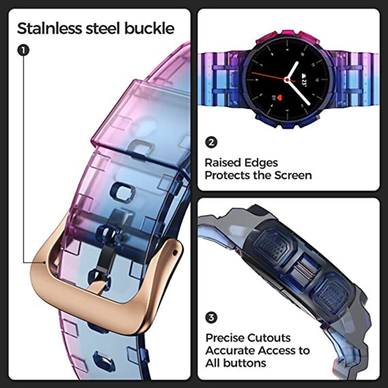 Bracelet de montre en TPU pour Samsung Galaxy Active 2, bracelet de sport transparent, étui, plus récent, 40mm