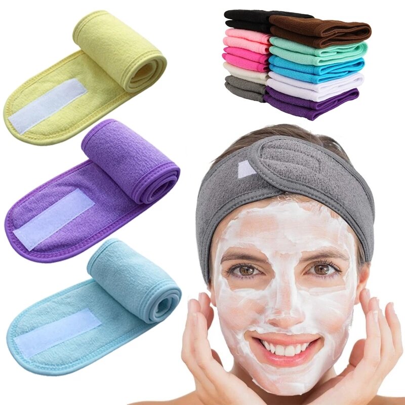 Women Headband Adjustable Wide Hairband Yoga Spa Bath Shower Makeup Wash Face Cosmetic Headband For Ladies Make Up Accessories