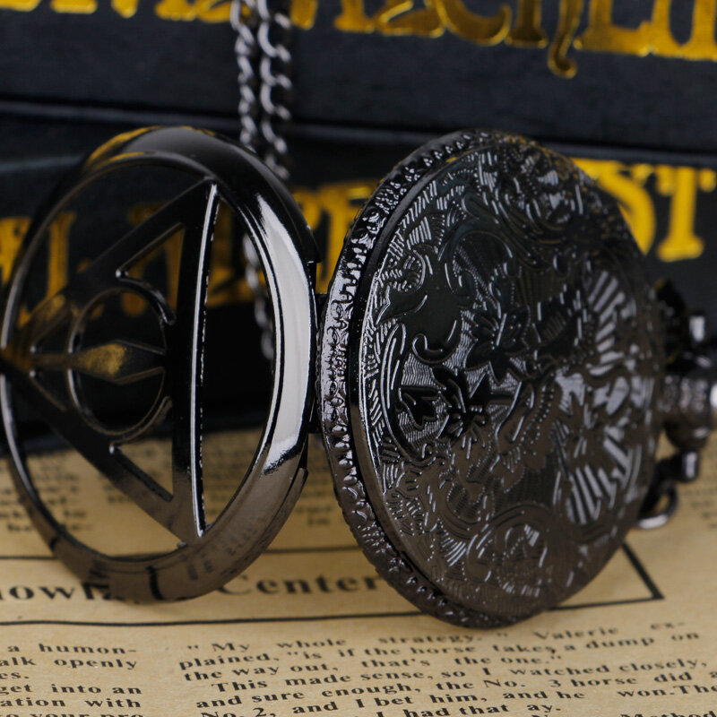 Klasyczny magiczny naszyjnik z wycięciem w kształcie trójkąta z kwarcowym zegarkiem kieszonkowym wisiorek z zegarem zegarki Fob Unisex reloj hombre