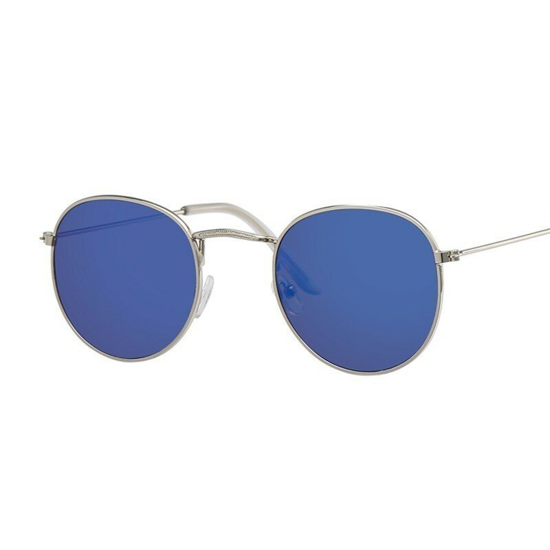Gafas de sol redondas clásicas con montura pequeña para hombre y mujer, anteojos de sol femeninos con espejo de aleación de diseñador de marca, Estilo Vintage, 2020
