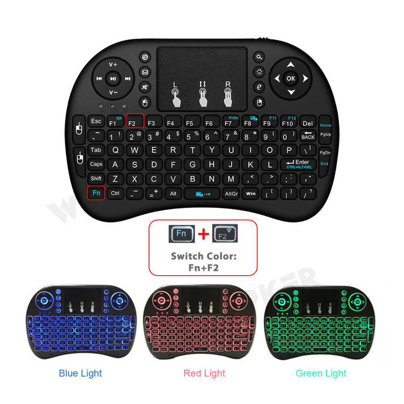 Backlit i8 Air Mouse Android TV Wireless Keyboard Touchpad Powered by AAA Battery for Smart TV BOX PC Gamepad Remote Control