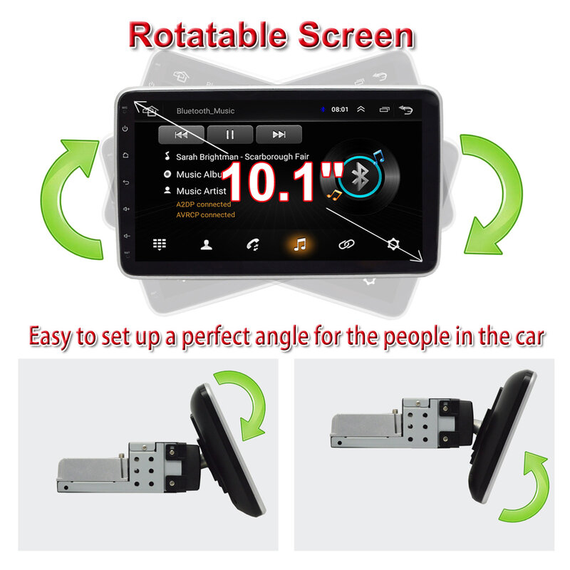 Universele Android 10 Autoradio Multimedia Speler 9/10.1 Inch Roterende Scherm Gps Wifi/3G/4G Voor Toyota Honda Nissan Hyundai Kia