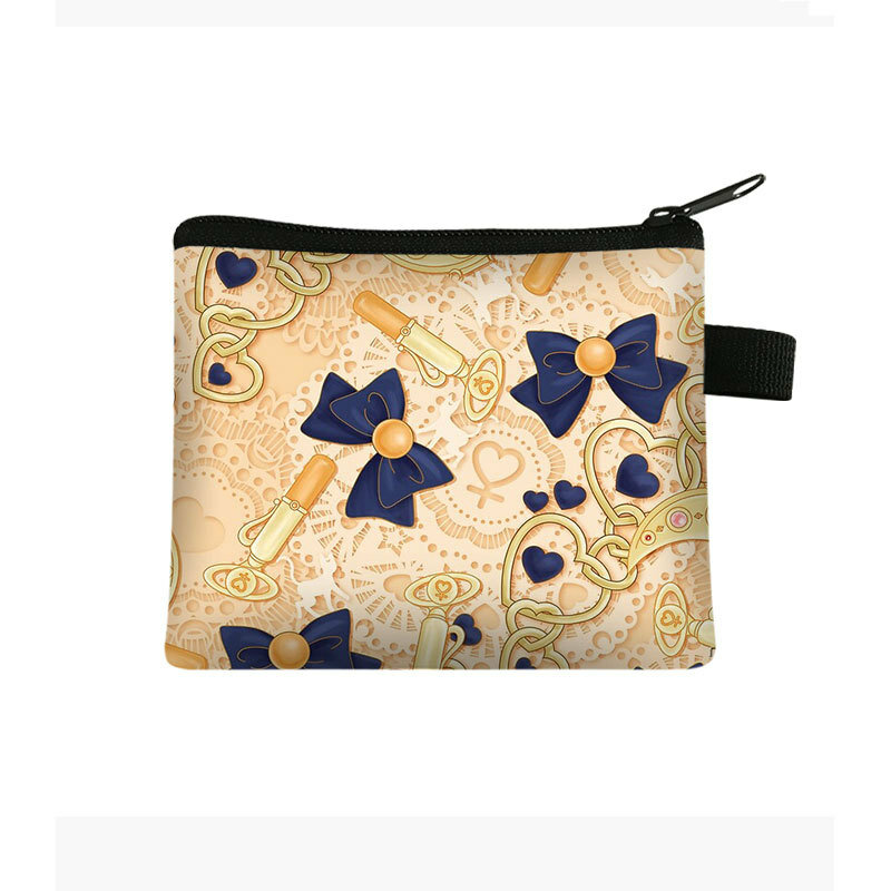 Nouveau Mini portefeuille imprimé pour enfants, sac à cartes Portable pour femmes, sac de rangement de pièces de monnaie, sac à main en Polyester, porte-monnaie, Mini sac