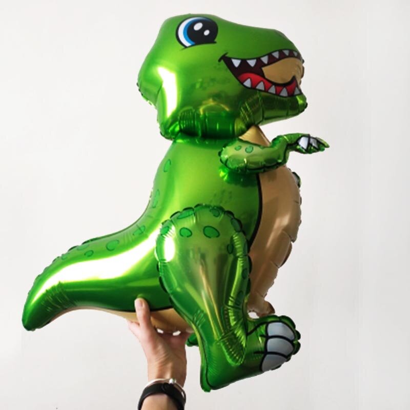 Globos de aluminio de pie de dinosaurio verde, suministros de decoración de fiesta de cumpleaños, suministros de piezas de animales de la selva, 1 unidad
