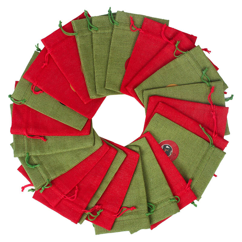 Świąteczny kalendarz adwentowy odliczanie torba, worek, worek, wiszący prezent etui z klipsem naklejki 24 sztuk 2021 świąteczny kalendarz adwentowy torby