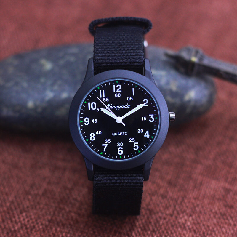 Chaoyada 브랜드 남자 학생 학습 시간 석영 시계, 여아 방수 선물, 어린이 캔버스 패션 손목시계