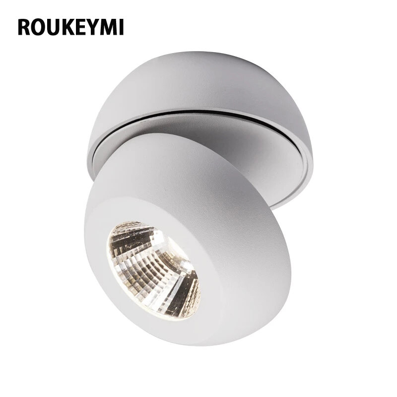 ROUKEYMI Indoor Ceiling Led Lamps Nordic Adjustable Spot Light Surface Mount Modern Home Living Room Lighting Rotating Downlight