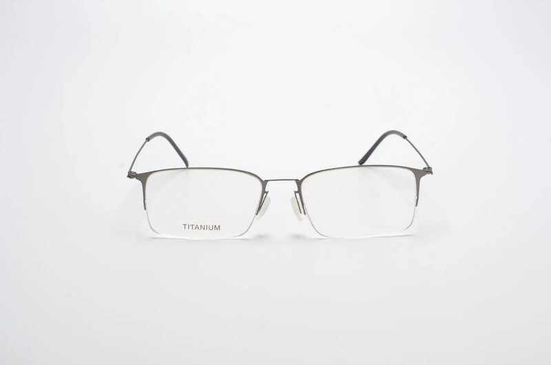Montura de gafas sin tornillos para hombre, montura de media llanta, ultraligeras, de negocios, cara grande, gafas cuadradas para Miopía
