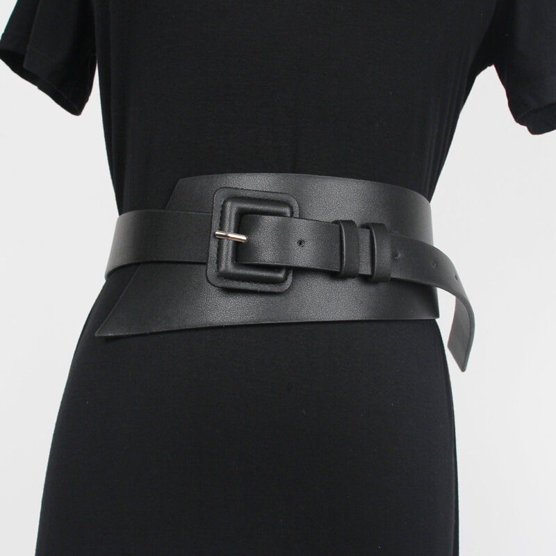 2021 فستان نسائي قميص اكسسوارات بدلة بسيطة ومتعددة الاستخدامات حزام غطاء الخصر نسخة واسعة مع مشد أحمر أسود