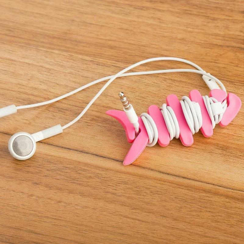 5PCS Fish Bone Earphone Cable Winder Cord Organizer Holder For Phone Tablet Mouse Computer Headphone Cable