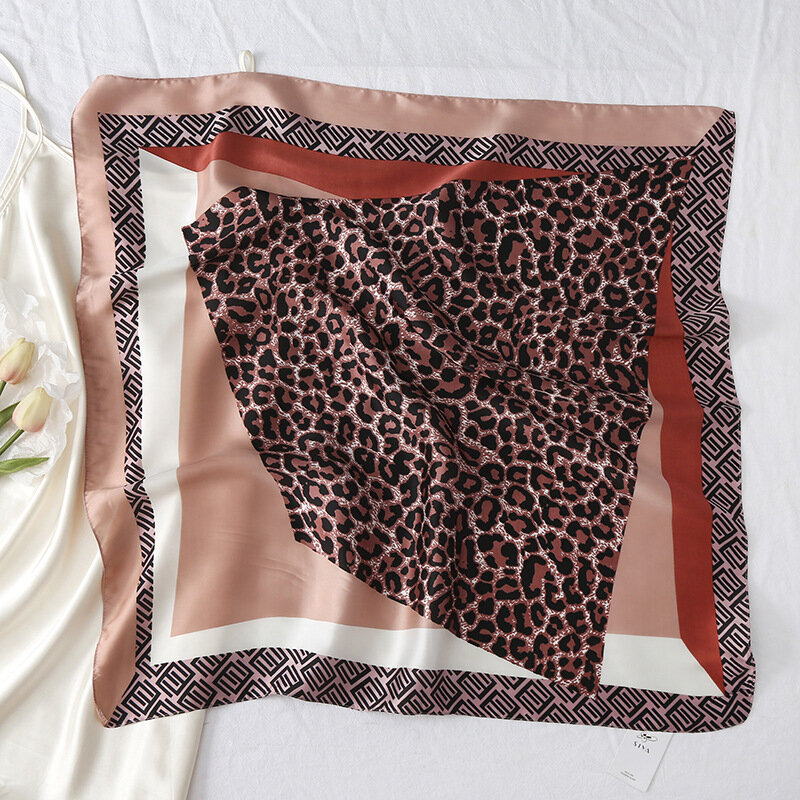 Yishine – Foulard en soie imprimé léopard pour femmes, bandeau élégant de luxe, disponible en 4 couleurs, 70x70cm, 2021